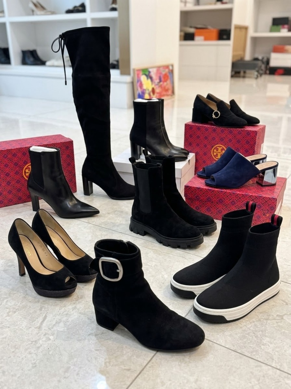 Stuart Weitzman Black Suede Ankle Boots 4 brand new pairs